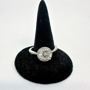 Moissanite Diamond Engagement Ring Brilliant Round Cut Halo S925 2 Ct Size 9